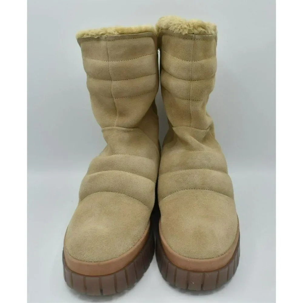 Free People EU 37.5 US 7.5 Fable Faux Fur Sand Suede Platform Zip Up Winter Boot